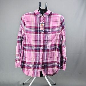 NWT- Gap - Boyfriend Flannel - Pink/Purple Plaid- Sz S
